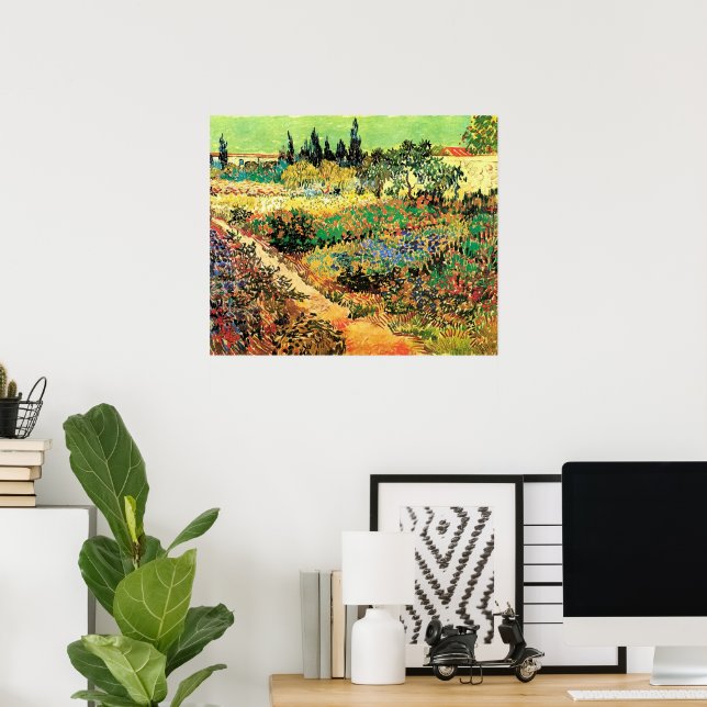 Poster Jardin fleuri avec sentier par Vincent van Gogh (Bureau à domicile)