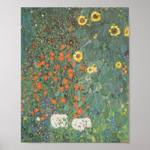 Poster Jardin Gustav Klimt Avec Fleurs De Soleil Originau