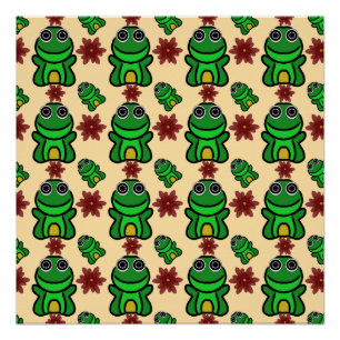 Poster Jardin Happy Froggy : Grenouille verte mignonne et