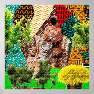Poster Jardin intérieur : Silhouette afrocentrique