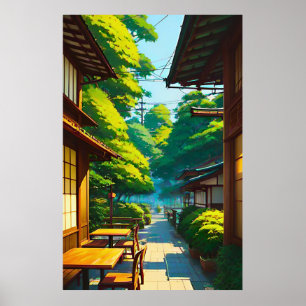 Poster Jardin japonais Café extérieur