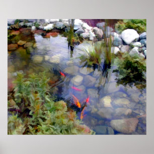 Poster Jardin japonais Koi Pond