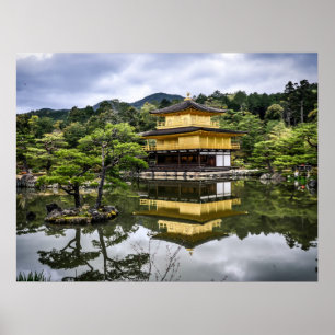 Poster Jardin japonais pittoresque du pavillon doré