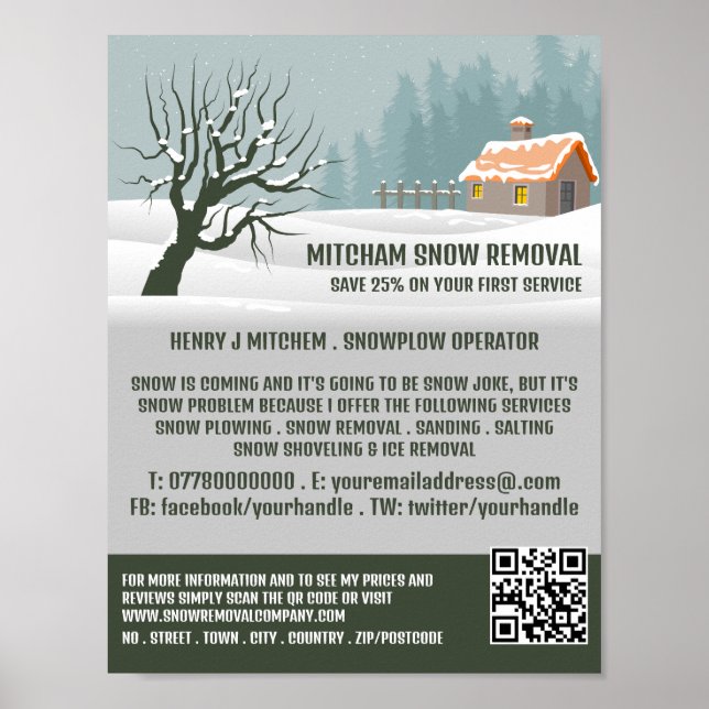 Poster Jardin Neige, Snow Removal Company Publicité (Devant)