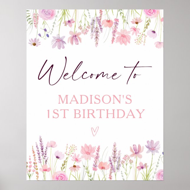 Poster Jardin rose Fleur sauvage Bienvenue (Devant)
