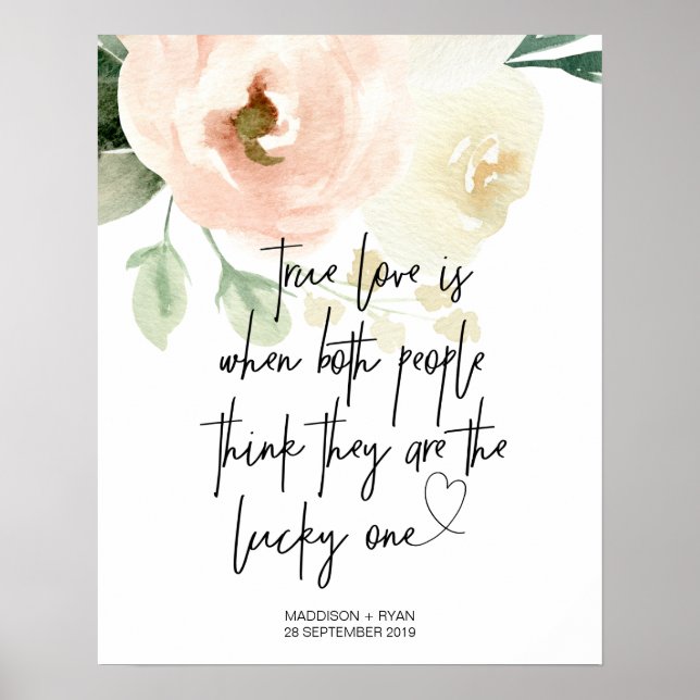 Poster Jardin rose Floral Mariage Véritable Amour Bienven (Devant)