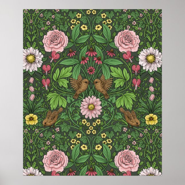 Poster Jardin sauvage en vert (Devant)