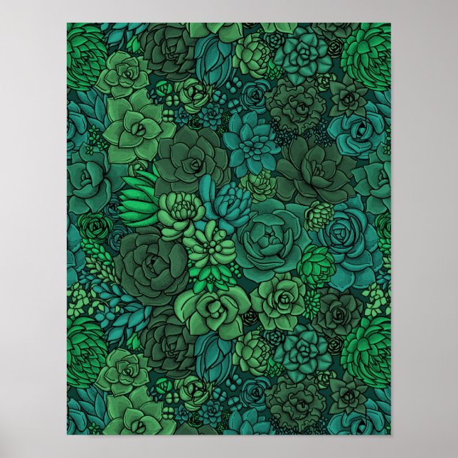 Poster Jardin succulent en vert (Devant)