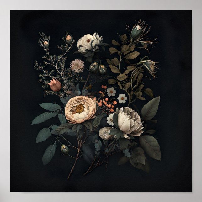 Poster Jardin tzigane Fleurs Vintages (Devant)