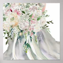 Poster Jardin vintage, Bouquet en cascade nuptiale 1,