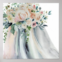Poster Jardin vintage, Bouquet en cascade nuptiale 2,