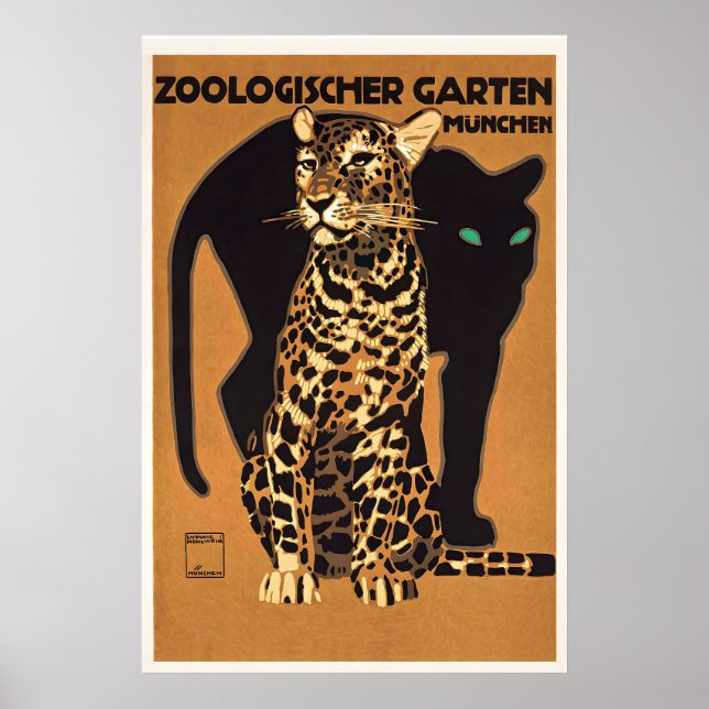Poster Jardin zoologique de Munich Panthère noire anf (Devant)
