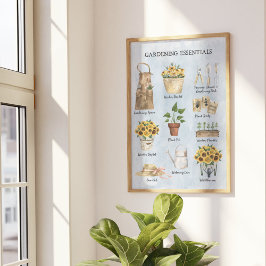 Poster Jardinage Essentiel Jardin de tournesol Outils Ble