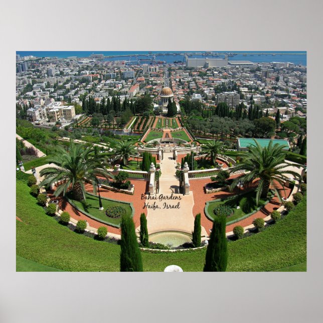 Poster Jardins Bahai à Haïfa, Israël (Devant)