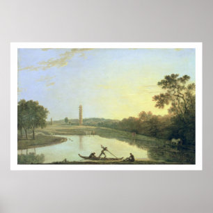 Poster Jardins de Kew : La pagoda et le pont, 1762 (huile