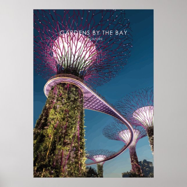 Poster Jardins de la baie, Singapore Travel Artwork (Devant)