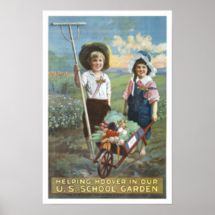 Poster Jardins scolaires américains, 1919. Publicité vint