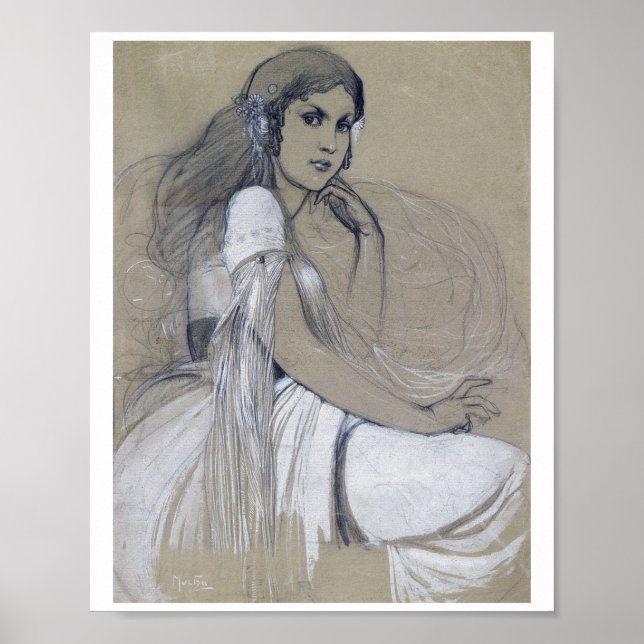 Poster Jaroslava Muchova, Alphonse Mucha (Devant)