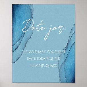 Poster Jarre de date bleu aquamarine océanique pour enter