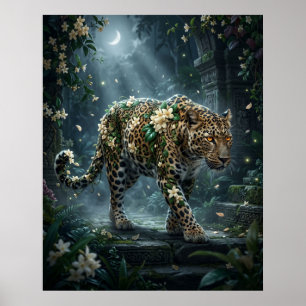 Poster Jasmine Léopard Lune Floraison