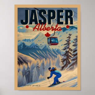 Poster Jasper Alberta Mountains Canada Vintage 1950
