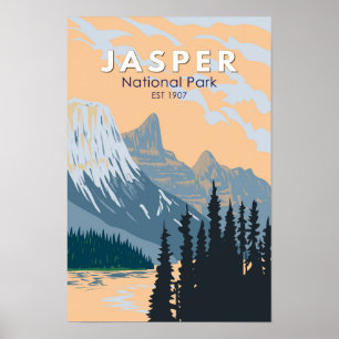 Poster Jasper National Park Canada Travel Art Vintage
