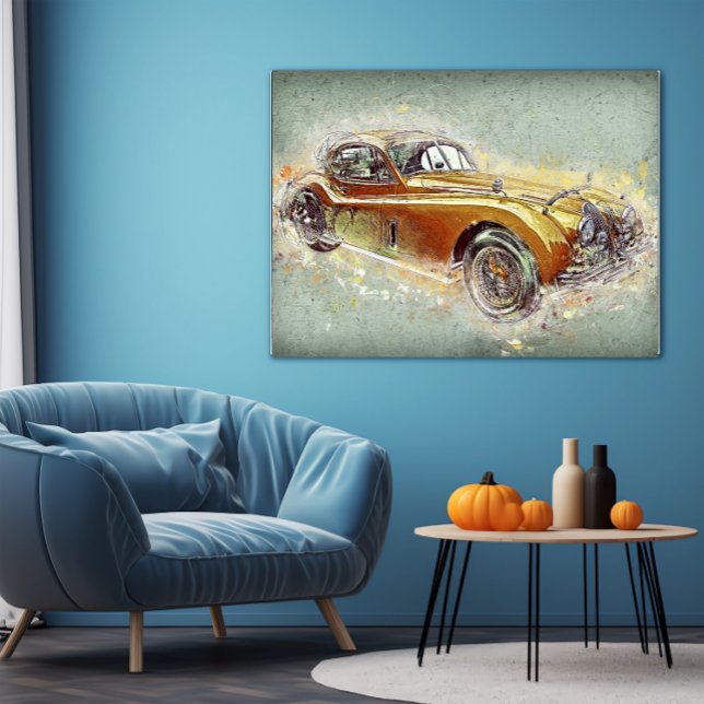 Poster Jaune Classic Sports Voiture Intemporel Automobile (Créateur téléchargé)