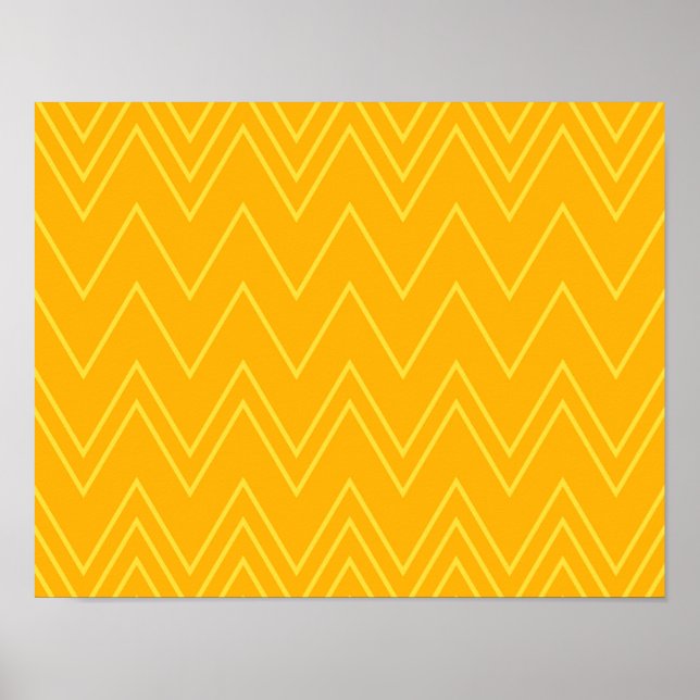 Poster Jaune, cool, tendance, moderne, motif de zigzag ur (Devant)