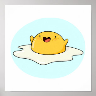 Poster Jaune d'Oeufs Joyeux Cute Kawaii