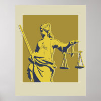 Poster jaune et or Lady Justice