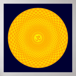 Poster Jaune Golden Soleil Lotus volant de méditation de 