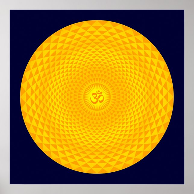 Poster Jaune Golden Soleil Lotus volant de méditation de  (Devant)