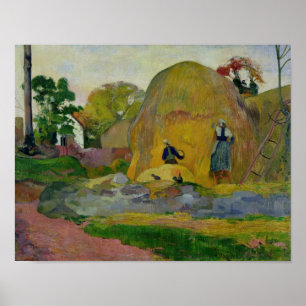 Poster Jaune Haystacks, ou Golden Harvest, 1889