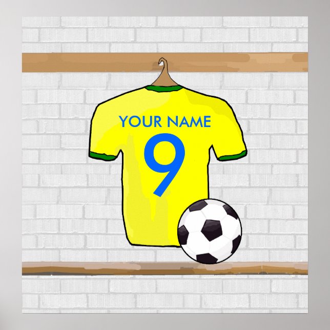 Poster Jaune Jaune Personnalisé Jaune Jouet de Football (Devant)