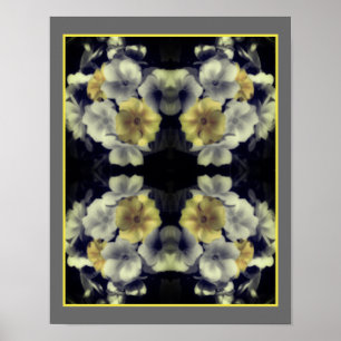 Poster Jaune Primrose Fleur Partielle Couleur Abstraite