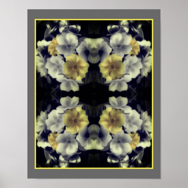 Poster Jaune Primrose Fleur Partielle Couleur Abstraite (Devant)