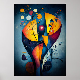 Poster Jaune Rouge Bleu - Chef-d'œuvre cubiste Inspiré