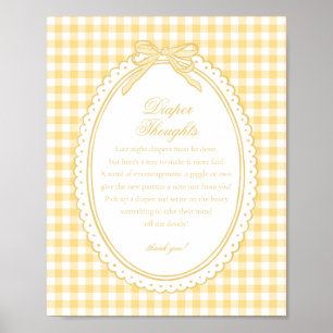 Poster Jaune Vichy Coquette Noeud Pensees Lange Bébé
