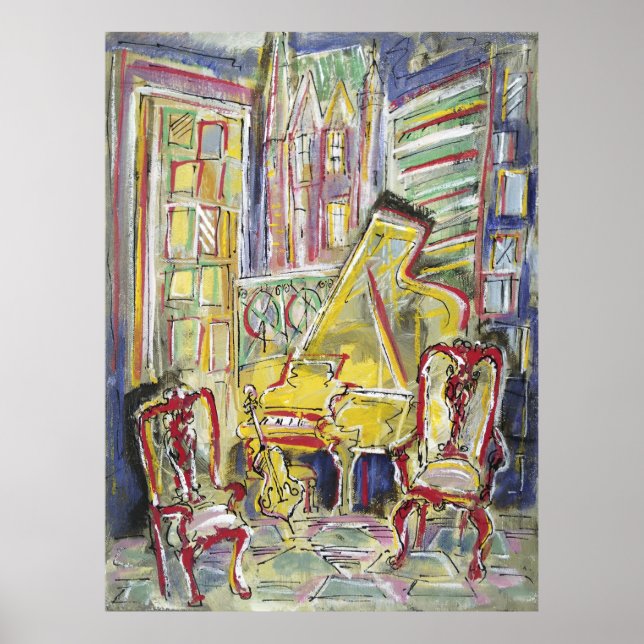 Poster Jaune, Violoncelle, Mellow (Devant)