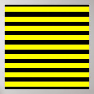 Poster Jaunes et noirs audacieux gaffent le motif rayé