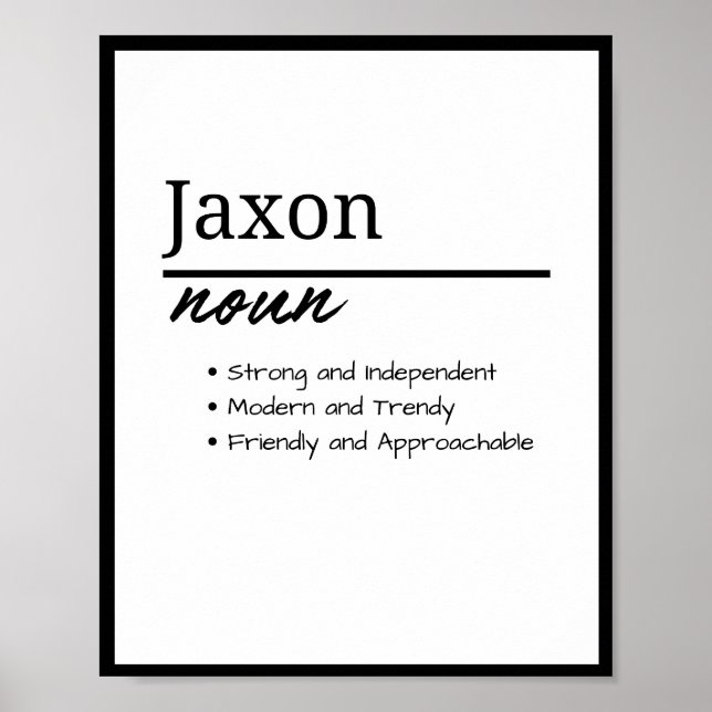 Poster Jaxon, Garçon Personnalisé Nom Définition (Devant)