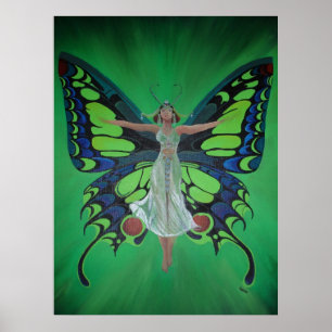 Poster Jazz Age Showgirl Flapper portant des ailes papill