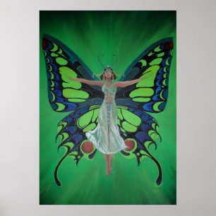 Poster Jazz Age Showgirl Flapper portant des ailes papill