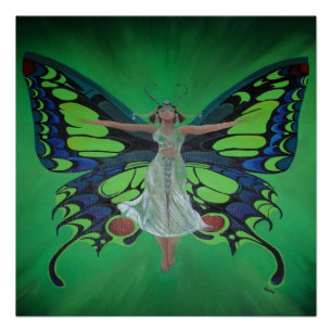Poster Jazz Age Showgirl Flapper portant des ailes papill