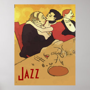 Poster Jazz Kiss de style vintage