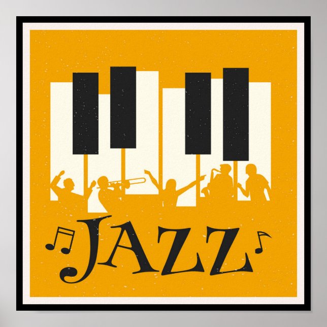 Poster Jazz Piano Music Illustration Notes musicales (Devant)