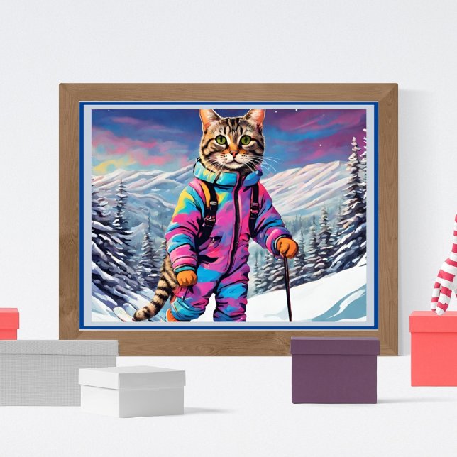 Poster Jazzy kitty sur un circuit de ski (Créateur téléchargé)