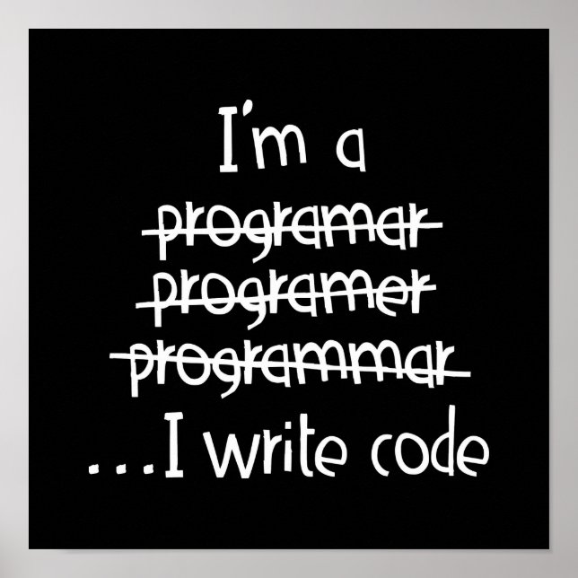 Poster Je Code Humour de Programmeur Typographie Graphiqu (Devant)