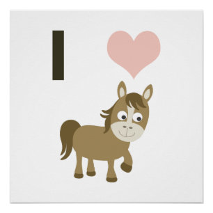 Poster Je coeur les chevaux
