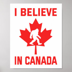 Poster Je Crois Au Canada - Bigfoot Drôle